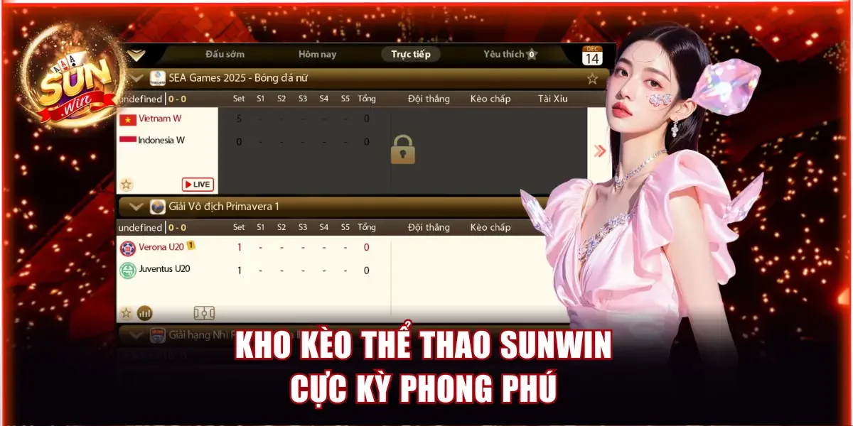 Kho kèo thể thao Sunwin cực kỳ phong phú