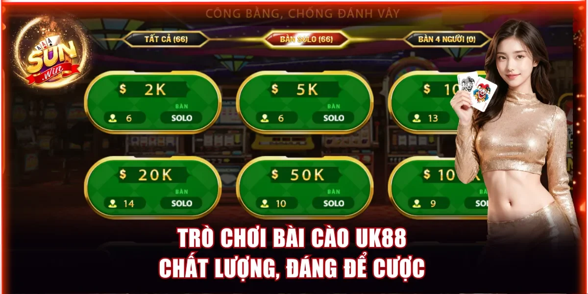 Trò chơi Bài Cào UK88 chất lượng, đáng để cược